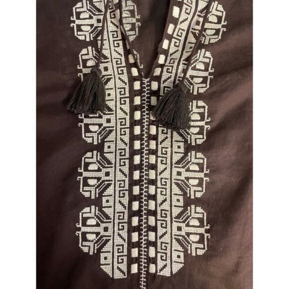 Tory Burch Brown Embroidered Tunic Top size 6 - Picture 4 of 6